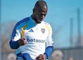 Enner Valencia en su primer entrenamiento con Boca Juniors.