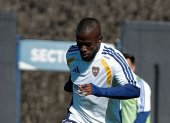 Enner Valencia en su primer entrenamiento con Boca Juniors.