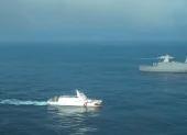Convoy de la Armada y la Guardia Costera de Taiwán ejecutando maniobras de "contrabloqueo" marítimo.