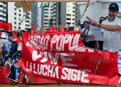 Foto trabajada con IA con la bandera de Unidad Popular y la foto de Pabel Muñoz, de la RC.
