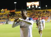 Yerslin Quiñónez hizo el gol de Liga de Quito ante Aucas.