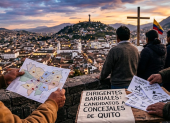 Una imagen representativa, generada con IA, sobre dirigentes barriales que son candidatos a concejales en Quito.