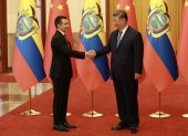 El presidente chino Xi Jinping recibió al mandatario ecuatoriano Daniel Noboa en el el Gran Palacio del Pueblo.