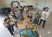 Talento. Participantes del proyecto realizaron estas obras inspiradas en el Ilaló, personajes de Tumbaco  y animales emblemáticos de la parroquia.