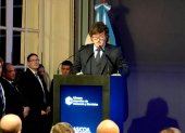 Javier Milei, hablando durante el cierre de la 23º edición del Council of The Americas, en Buenos Aires (Argentina).