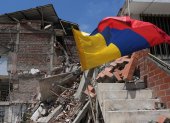 Ruinas de una floristería colapsada, afectada por el sismo de 7.4 de magnitud que azotó a Colombia el pasado 10 de agosto, en Cali (Colombia).
