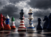 Una representación simbólica de las tensiones geopolíticas entre Estados Unidos e Israel y sus principales adversarios en el escenario internacional.