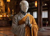 Un robot con apariencia de monje budista refleja cómo la inteligencia artificial se incorpora a prácticas espirituales en distintos países.