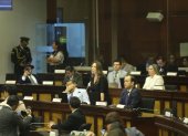 Mishel Mancheno defendió su iniciativa ante el Pleno durante el primer debate de la Ley Antimafias.