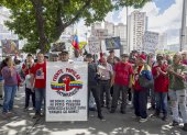 Integrantes del Frente Popular Antiimperialista participan en una manifestación este sábado en Caracas.