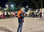 En el simulacro contra sismos, desarrollado en 2025, en Lloa.