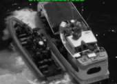 Captura de video publicado por el Comando Sur de los Estados Unidos sobre el ataque a la embarcación.