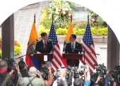 El secretario de Estado de Estados Unidos, Marco Rubio brindó una rueda de prensa junto al canciller de Ecuador, Roberto Kury.