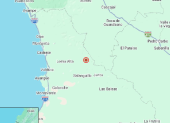 El mapa muestra la ubicación del sismo de magnitud 3,9 registrado cerca de Santa Elena, Ecuador, este 17 de septiembre de 2026.