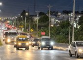 En un tramo de la vía a Daule se incorporaron luces LED.