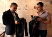 El seleccionador Marcelo Gallardo (i) tuvo una reunión con el presidente Daniel Noboa (d).