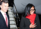 La presidenta encargada de Venezuela, Delcy Rodríguez (d) a su llegada este lunes a Nueva York, Estados Unidos.