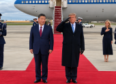 Donald Trump recibió a Xi Jinping en la Base Conjunta Andrews, a las afueras de Washington, en el inicio de la visita de Estado del mandatario chino.