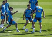 Los Jugadores de la selección española durante el entrenamiento.