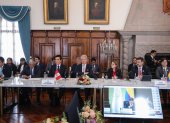 Delegados del Gobierno de Perú durante el encuentro de la Comunidad Andina en Quito, este miércoles 30 de septiembre.