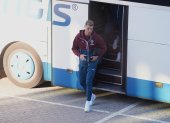 El delantero de la selección de Portugal Cristiano Ronaldo abandona donde entrenaba en Copenhage.