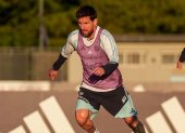 Lionel Messi en el último entrenamiento con la selección de Argentina, previo a su retiro el martes 6 de octubre.