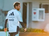Lionel Messi de argentina participa en un entrenamiento en Ezeiza (Argentina).