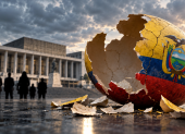 Una representación simbólica de la crisis de la democracia en Ecuador, marcada por la desconfianza ciudadana en los partidos políticos y las instituciones.