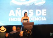 Tatiana Coronel, alcaldesa subrogante de Guayaquil, durante la sesión solemne del Concejo Cantonal este viernes 9 de octubre.