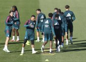 El delantero francés del Real Madrid Kylian Mbappé, durante el entrenamiento del Barcelona.