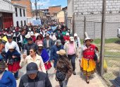 Comunidades marcharon el 12 de octubre en Cañar por extorsiones y amenazas a comerciantes.