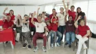 Hinchas españoles apoyaron a su selección a la distancia.