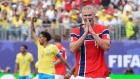 Erling Haaland en el partido entre Noruega y Brasil, en el Mundial 2026.