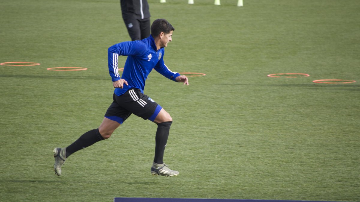 Facundo Barceló en el entrenamiento de este sábado.