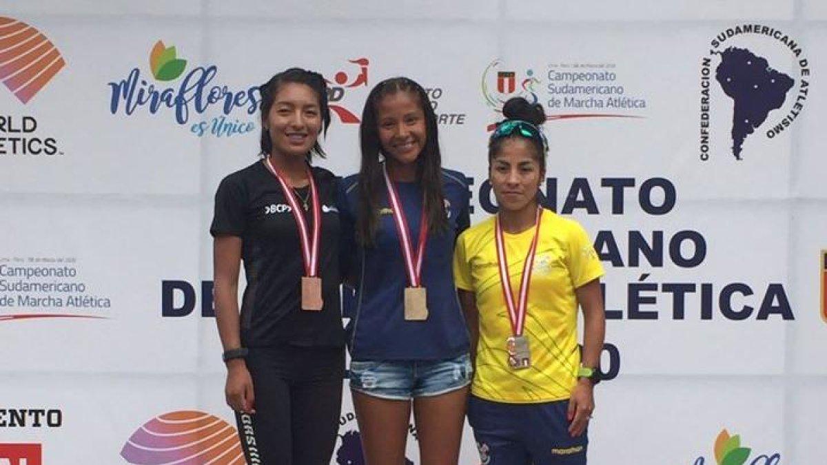 Karla Jaramillo y Paola Pérez ganaron oro y plata, respectivamente, luego de firmar el 1-2 en los 20 km damas del Sudamericano.