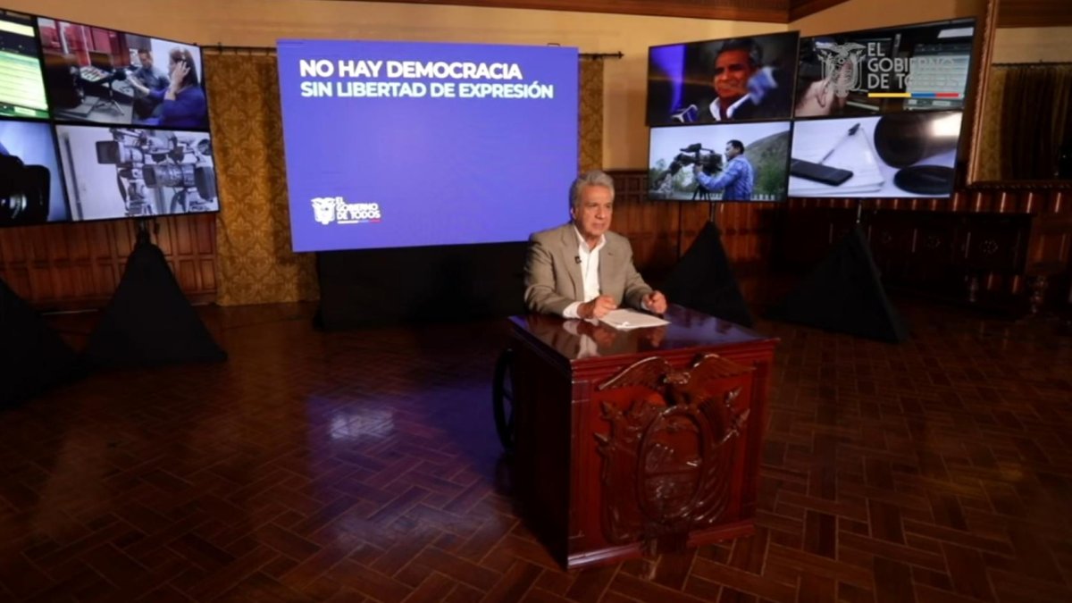 El presidente emitió un mensaje a la nación desde el Palacio de Carondelet.