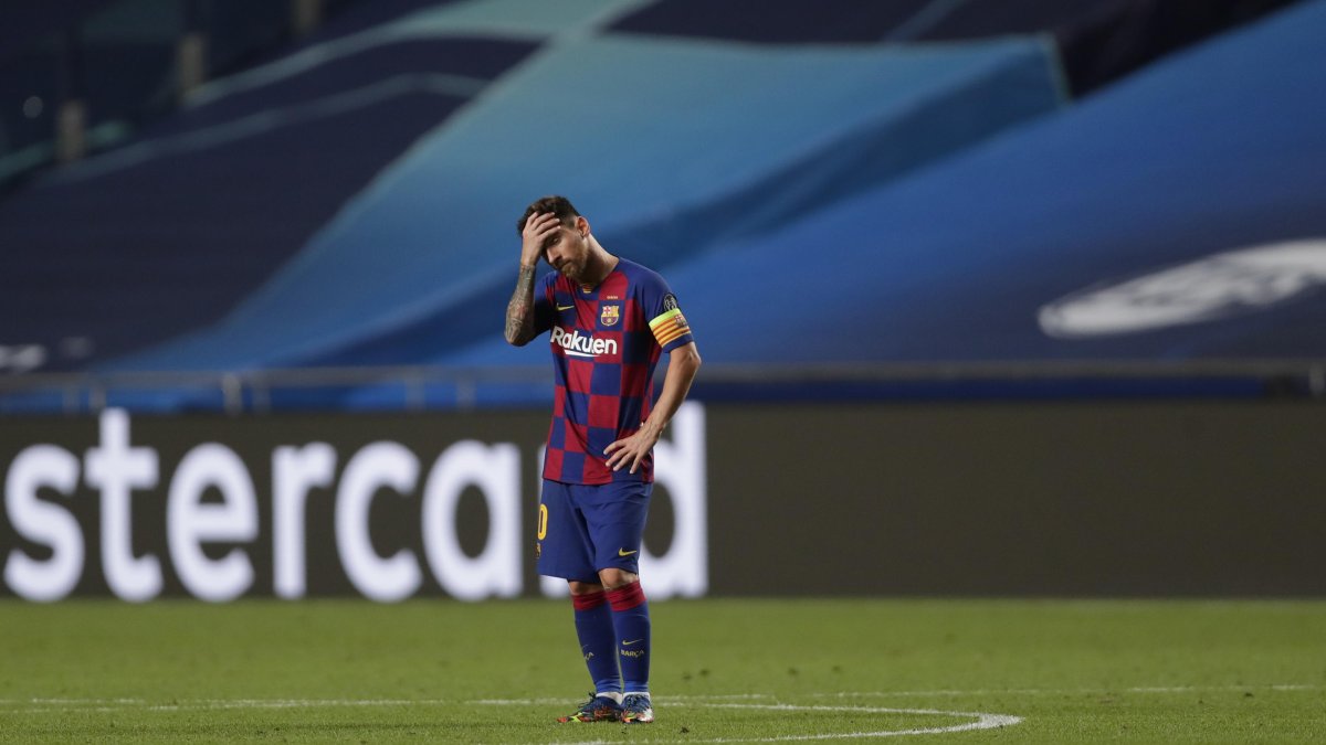 Lionel Messi, en el partido en el que Barcelona perdió por 2-8 antes el Bayern de Múnich, la antesala de su salida