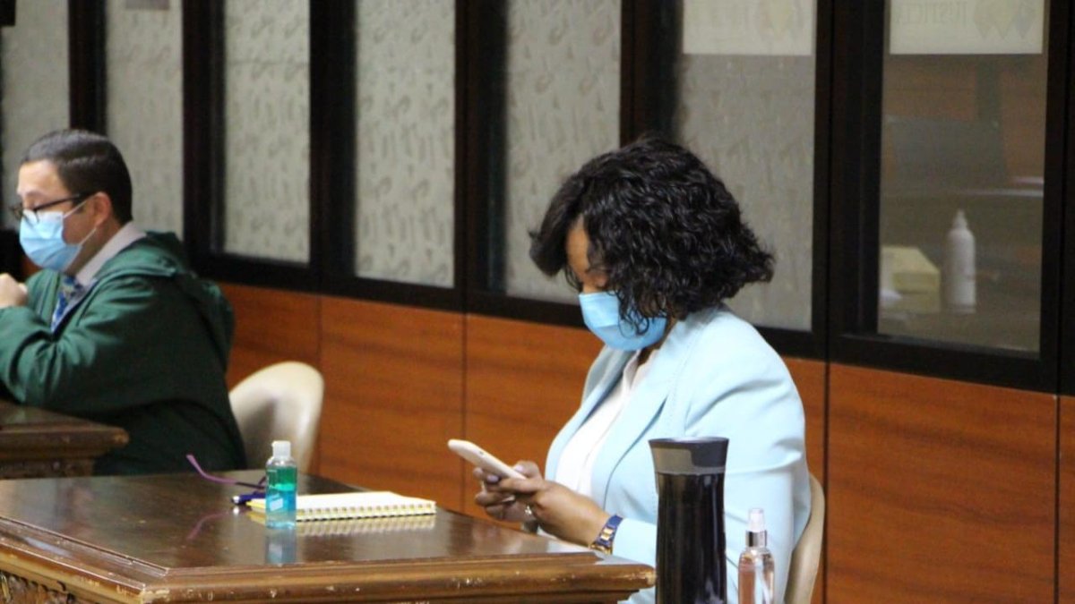 Alexandra Ocles durante la formulación de cargos cumplida en mayo en la Corte Nacional.