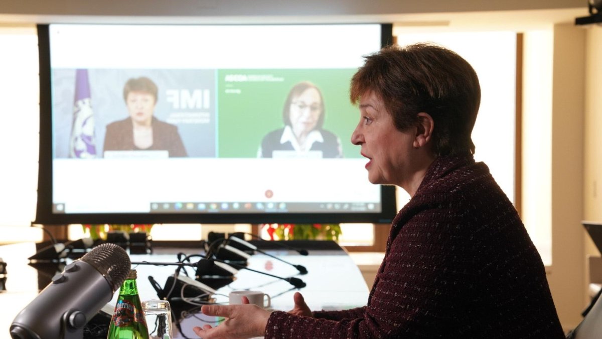 La titular del FMI, Kristalina Georgieva, durante una videoconferencia en días pasados.