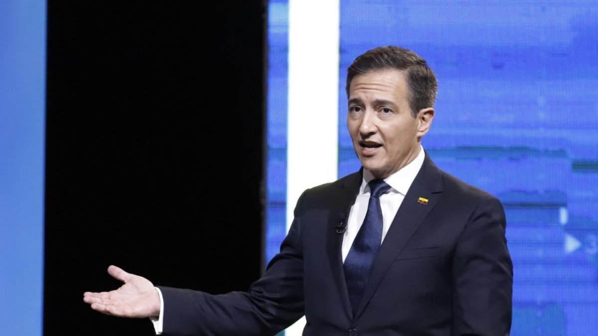 Pedro Freile durante su participación en el debate presidencial desarrollado a inicios de 2021. Se ubicó en el quinto lugar.