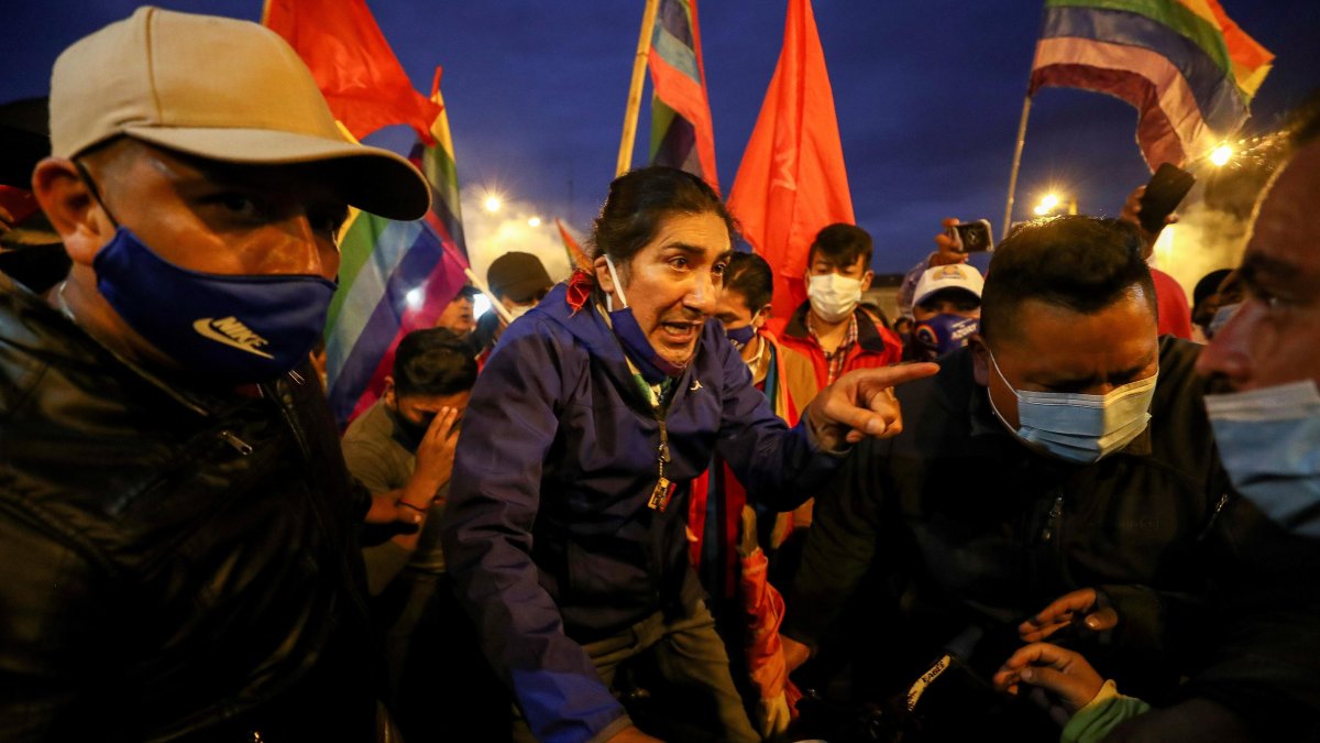 Pérez dirigió una movilización desde Riobamba, el sábado 20 de febrero de 2021.