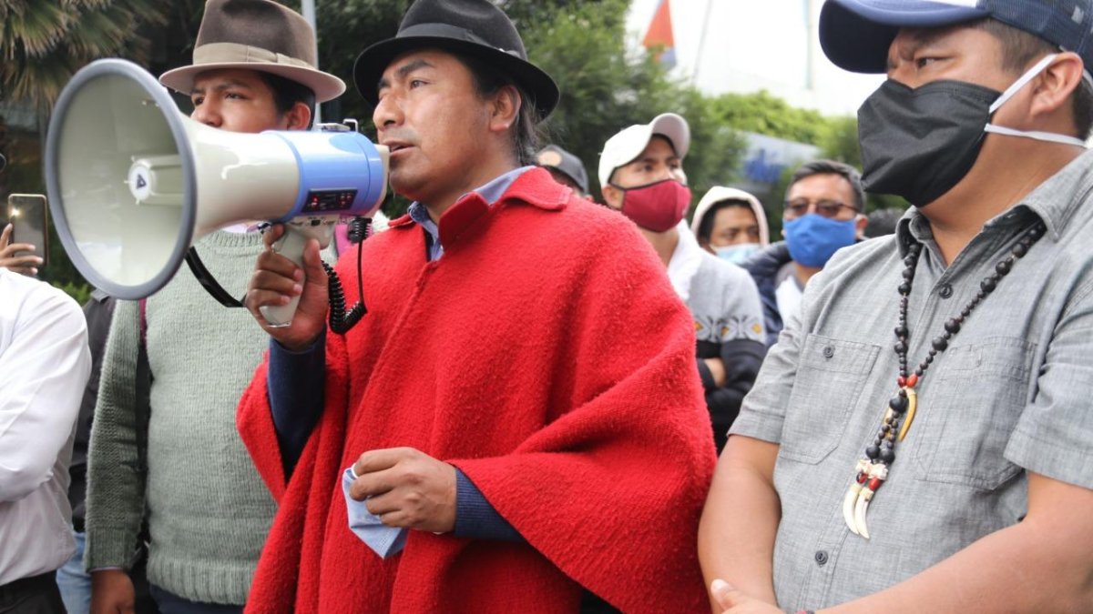 Leonidas Iza tiene 39 años y los últimos seis años ha trabajado como presidente del Movimiento Indígena y Campesino de Cotopaxi