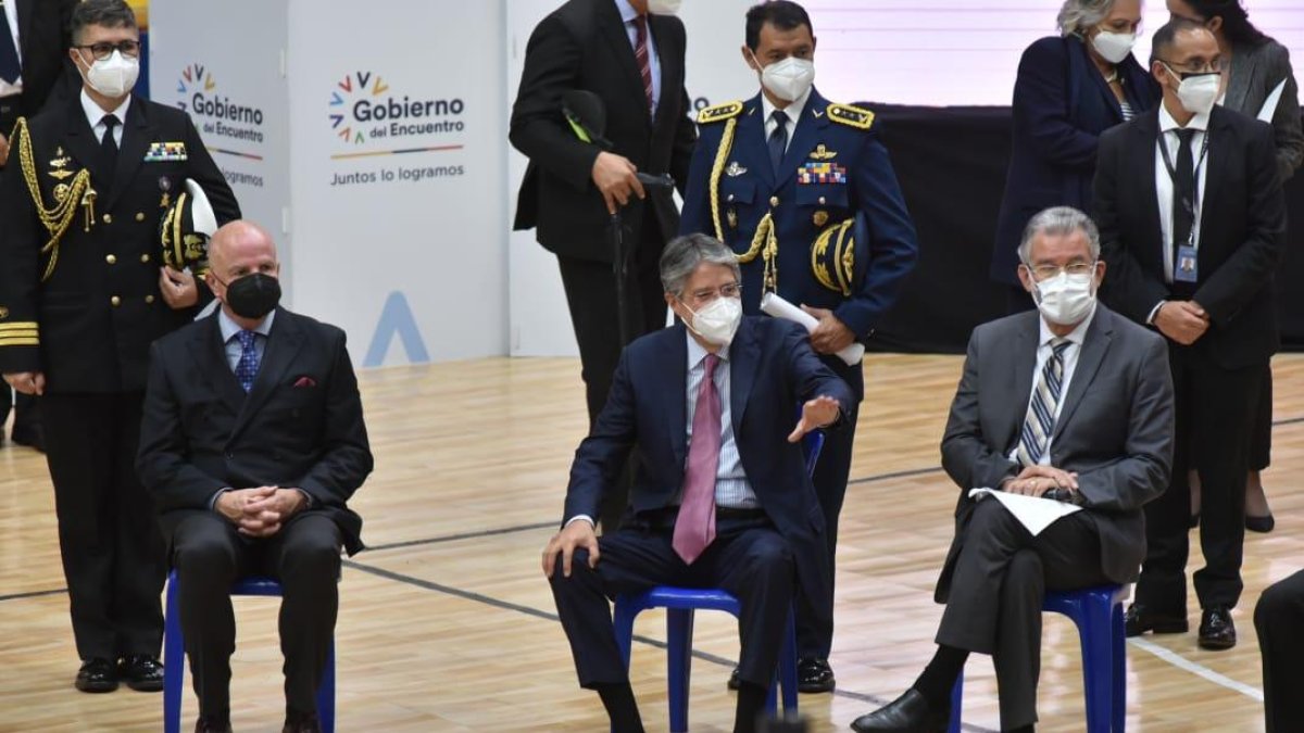El presidente Guillermo Lasso interviene durante la presentación del Plan Nacional de Vacunación, este lunes 31 de mayo. 