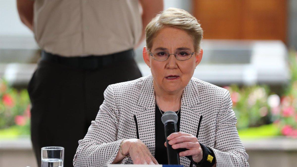 Fotografía de archivo en la que se registró a la ministra ecuatoriana de Gobierno, Alexandra Vela, en Quito (Ecuador).