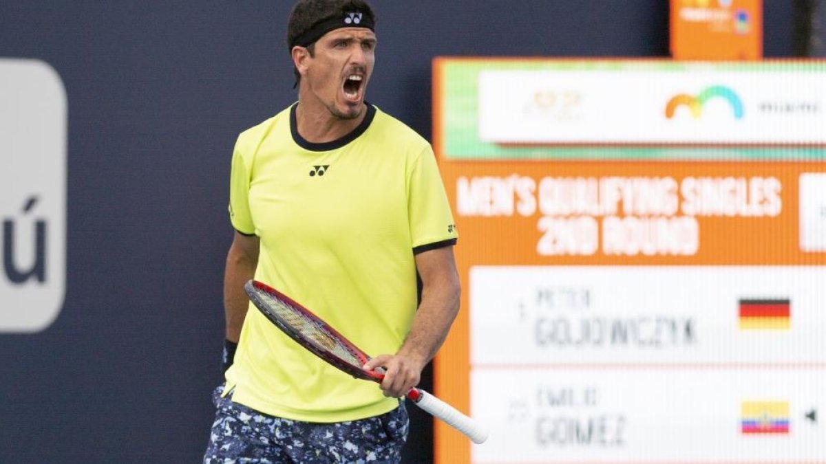 El guayaquileño celebró tras vencer el último partido ante Peter Gojowczyk.
