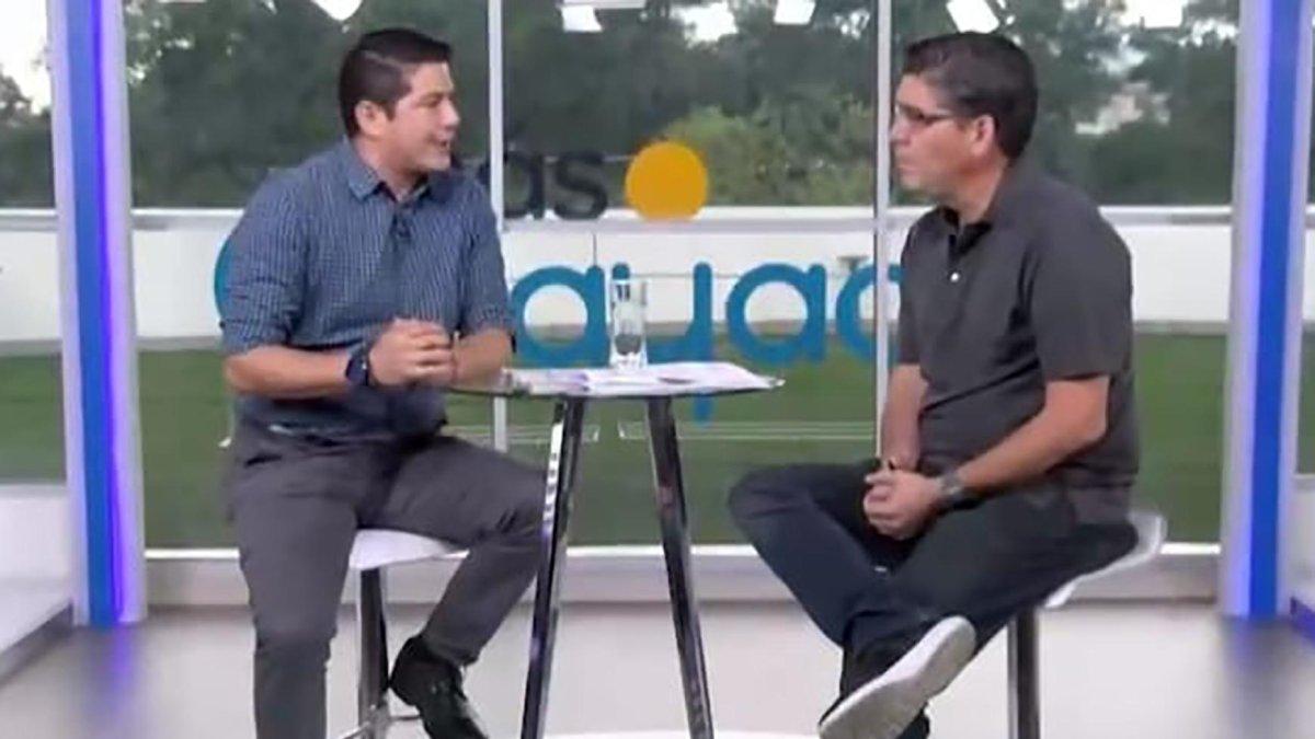 César Velasteguí y Jorge Rodríguez, vocero y edil del Municipio, en ese orden.