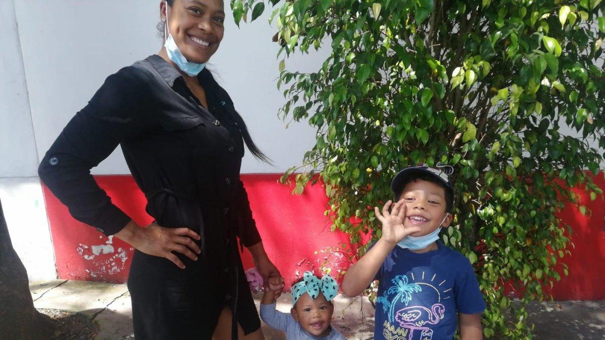 Lissette Antes en su faceta de mamá, junto a sus hijos Judith (1 año, 5 meses) y Myles (4).