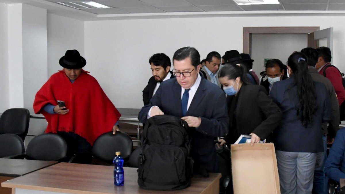 Latacunga. Este lunes se llevó adelante la audiencia de juicio directo en contra de Leonidas Iza.