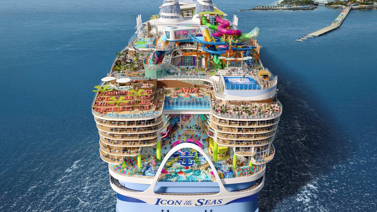 Fotografía cedida por Royal Caribbean donde se muestra una imagen conceptual del crucero Icon of the Seas que operará desde Miami (Florida) a partir de enero de 2024.