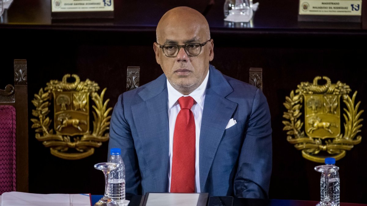 El presidente de la Asamblea Nacional, Jorge Rodríguez, participa en la presentación del informe anual de las actividades de los órganos judiciales, en Caracas (Venezuela).